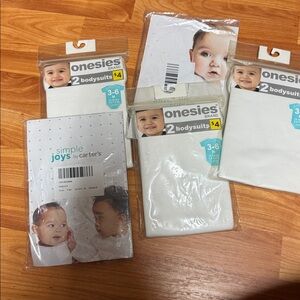 Simple Joys by Carter's White Bodysuits bundle